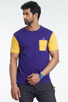 

Masculino Latino Printed Men's Round Neck Blue T-Shirt