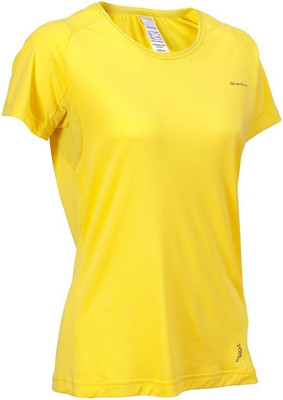 Decathlon - Quechua Solid Women's Round Neck Yellow T-Shirt