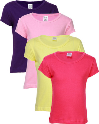

Gkidz Girls Solid T Shirt(Multicolor, Lemon