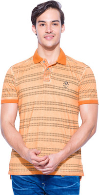 

Mufti Striped Men's Polo Neck Brown T-Shirt, Mud