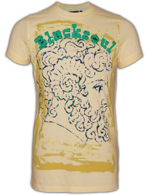 

Black Soul Printed Men's Round Neck Yellow T-Shirt, Sorbet tee