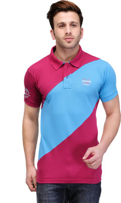 

Canary London Solid Men' Polo Neck Pink, Blue T-Shirt, Blue;pink