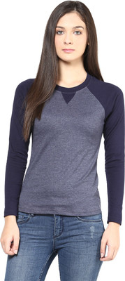 

Hypernation Solid Women' Round Neck Blue T-Shirt