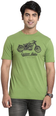 

Seven Printed Men's Round Neck Green T-Shirt