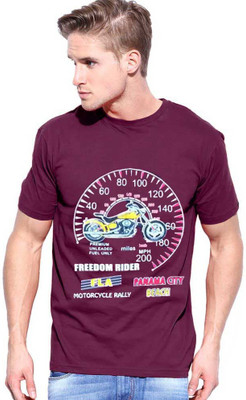 

Purple Square Printed Men's Round Neck Maroon T-Shirt