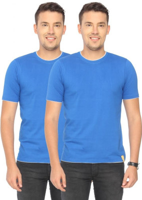 

Campus Sutra Solid Men Round Neck Blue T-Shirt(Pack of 2