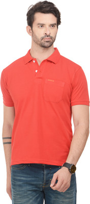 NORWOOD Solid Men Polo Neck Red T-Shirt