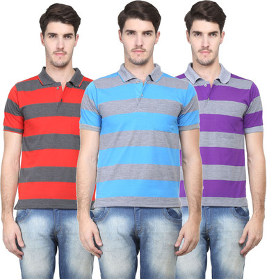 

Vimal Striped Men's Polo Neck Multicolor T-Shirt(Pack of 3