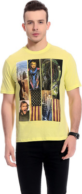 

Tab 91 Printed Men's Round Neck Yellow T-Shirt