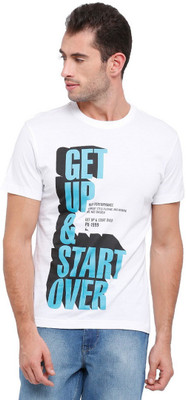 

Parx Printed Men's Round Neck White T-Shirt