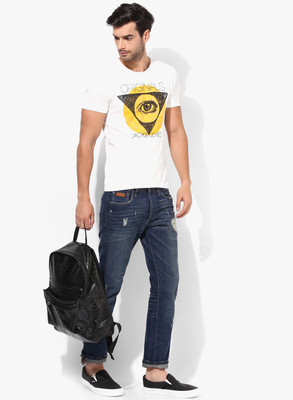 

Jack & Jones Graphic Print Men's Round Neck White T-Shirt, Cloud dancer