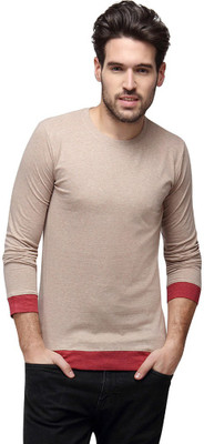 

Campus Sutra Solid Men Round Neck Brown T-Shirt