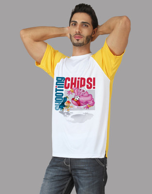 

Trionic Printed Men's Round Neck Yellow, White T-Shirt, Canary yellow