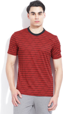 

ADIDAS Striped Men's Round Neck Red T-Shirt, Scarle/black