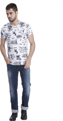

Jack & Jones Printed Men's Round Neck White T-Shirt