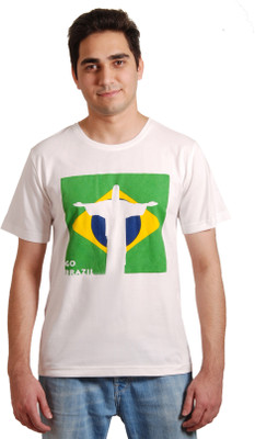 

Rigo Printed Men's Round Neck White T-Shirt