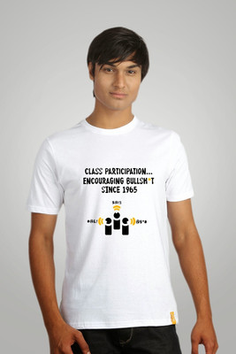 

Campus Sutra Printed Men Round Neck White T-Shirt