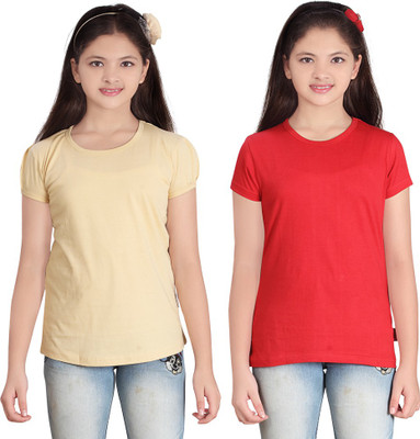 

FabTag - Sini Mini Girls Solid T Shirt(Multicolor