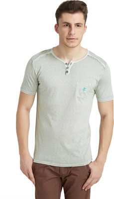 

Breakbounce Solid Men's Henley Green T-Shirt, Cold green