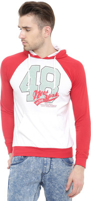 

Gritstones Printed Men's Round Neck White, Red T-Shirt, Whitered