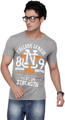 

Inkovy Graphic Print Men' Round Neck Grey T-Shirt