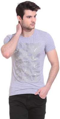 

Saiints Printed Men's Round Neck Grey T-Shirt