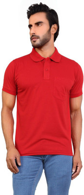 

Awack Solid Men's Polo Neck Red T-Shirt