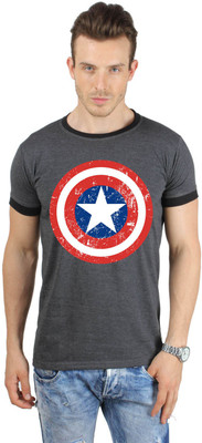 

SayItLoud Printed Men's Round Neck Black T-Shirt, Black;black melange