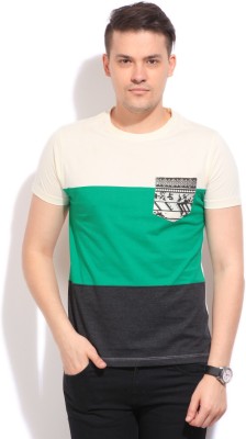 

Flippd Striped Men's Round Neck Grey, Green, Yellow T-Shirt, Off white-green-anthra