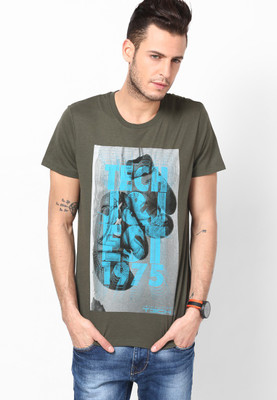 

Jack & Jones Graphic Print Men's Round Neck Green T-Shirt, Forest night