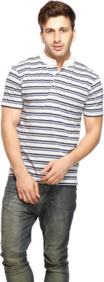 

Gritstones Striped Men' Polo Neck Multicolor T-Shirt, Multicolour