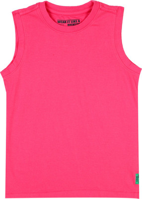 

Flying Machine Boys Solid Cotton T Shirt(Pink, Pack of 1, Bright pink