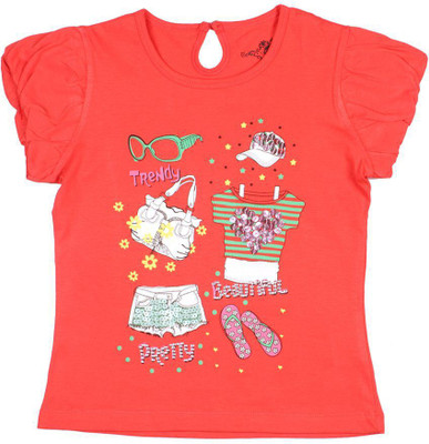 

Chalk by Pantaloons Girls Graphic Print T Shirt(Red, Coral