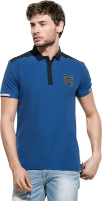 

Mufti Solid Men's Polo Neck Blue T-Shirt