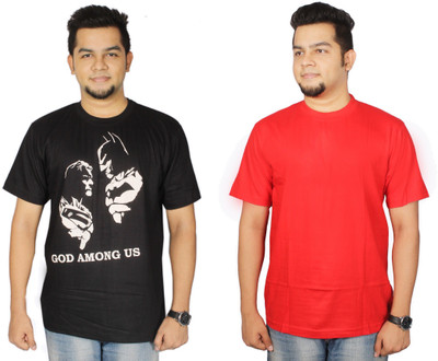 

Leo Clothing Printed Men's Round Neck Reversible Black, Red T-Shirt(Pack of 2)