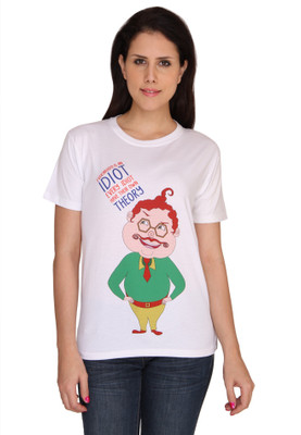 

Idiot Theory Graphic Print Women's Round Neck White T-Shirt