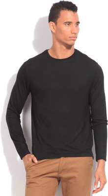 

Global Nomad Solid Men' Round Neck Black T-Shirt