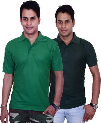 

Blaze Solid Men' Polo Neck Green, Dark Green T-Shirt(Pack of 2, Dark green;green