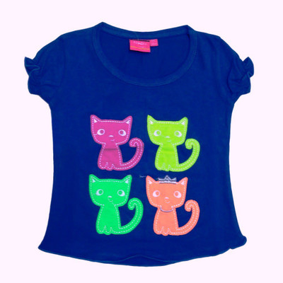 

Tomato Printed Women's Round Neck Blue T-Shirt, Dark blue