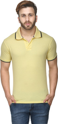 Scott International Solid Men' Polo Neck Yellow T-Shirt