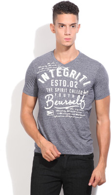 

Integriti Printed Men's V-neck Blue T-Shirt, Royal