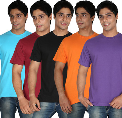 

Trendster Solid Men' Round Neck Multicolor T-Shirt(Pack of 4