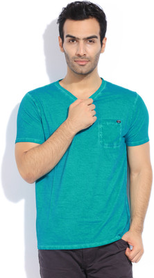 

Breakbounce Solid Men's V-neck Blue T-Shirt, Baltic blue