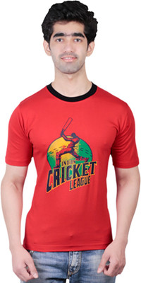 

Fashionable Printed Men's Round Neck Red T-Shirt