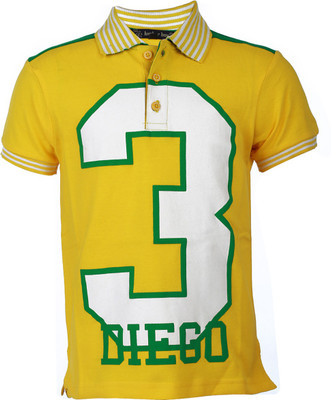 

Lumber Boy Boys Self Design Cotton T Shirt(Multicolor, Gold