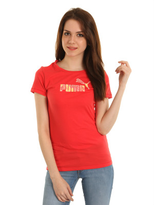 

Puma Solid Women's Round Neck Red T-Shirt, Poinsettia