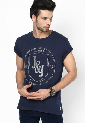 

Jack & Jones Graphic Print Men's Round Neck Dark Blue T-Shirt, Dress blues