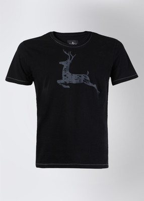 

Parx Printed Men's Round Neck Black T-Shirt, K8