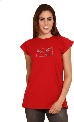 

Miss Chick Printed Women's Round Neck Red T-Shirt