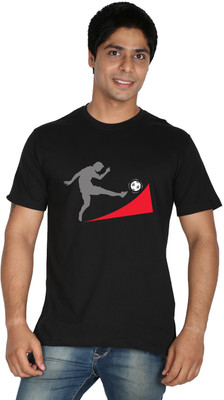 Trendster Printed Men' Round Neck Black T-Shirt